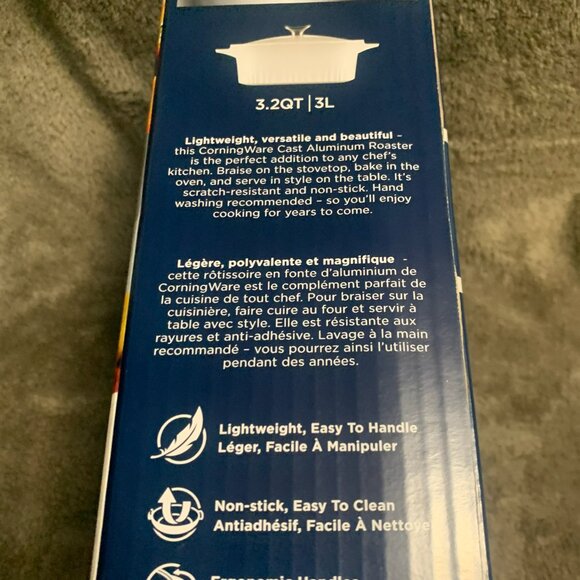 Corningware 3.2Qt Aluminum Roaster W/ Lid Lightweight White Medium New - Picture 4 of 4